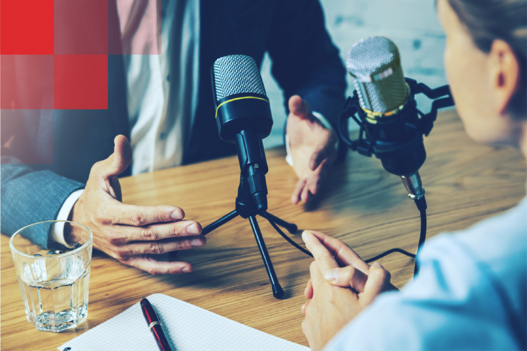 Two business professionals record the Payments on Fire® podcast