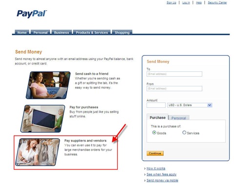 paypal send money biz